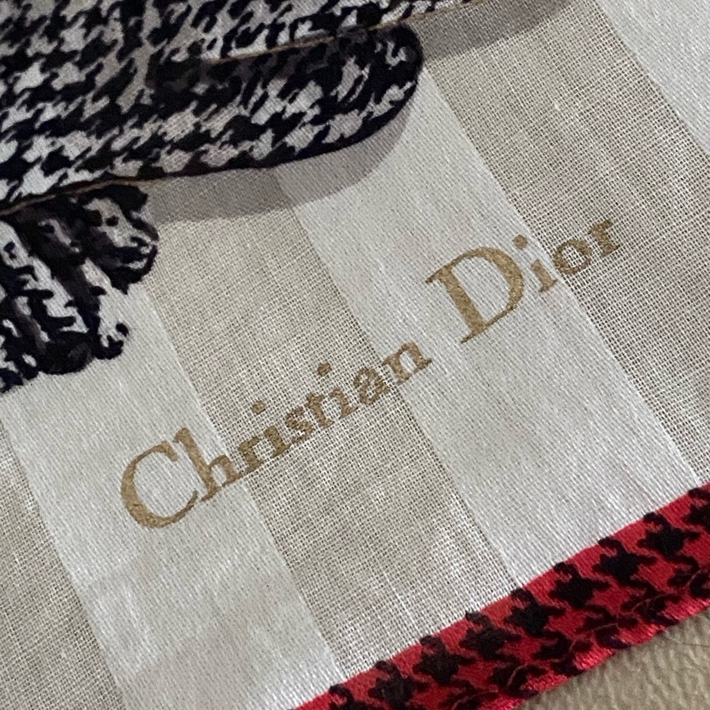 Vintage Christian DIOR Small Scarf Neck Hair Cotton Glove Print - Picture 8 of 10